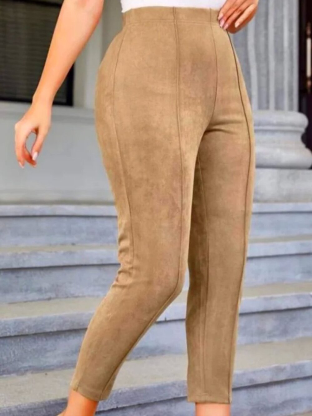 New Directions Camel Colored Suede Inspired Skinny Pants Size XL